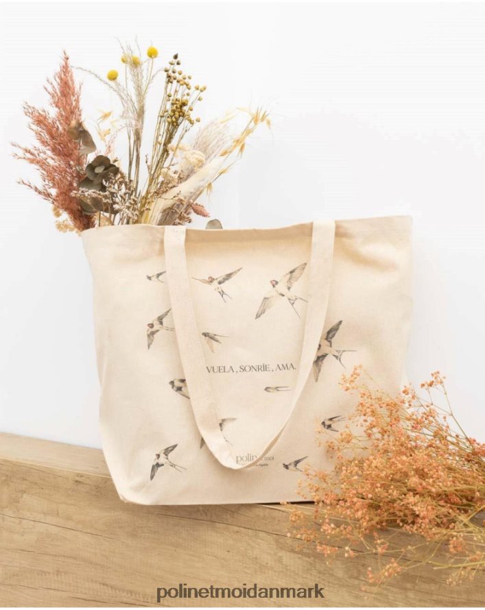 solidaritetstaske ''svalernes blussede'' beige tilbehør Polin et moi 28TJFF376