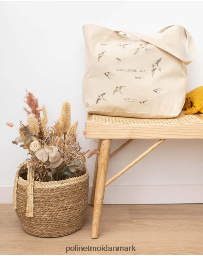 solidaritetstaske ''svalernes blussede'' beige tilbehør Polin et moi 28TJFF376