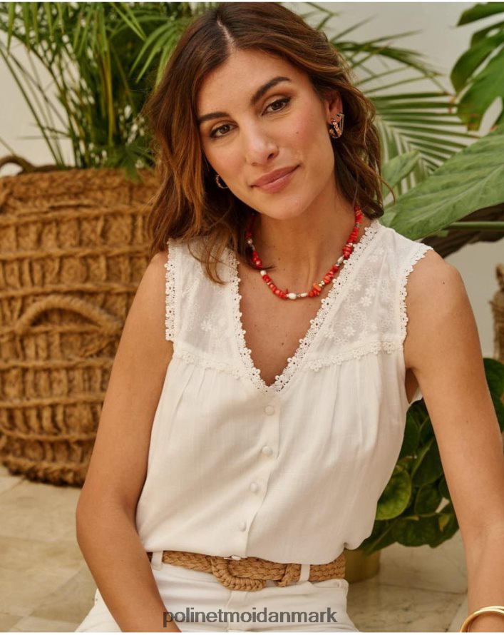 Josefina bluse i hør hvid tøj Polin et moi 28TJFF158
