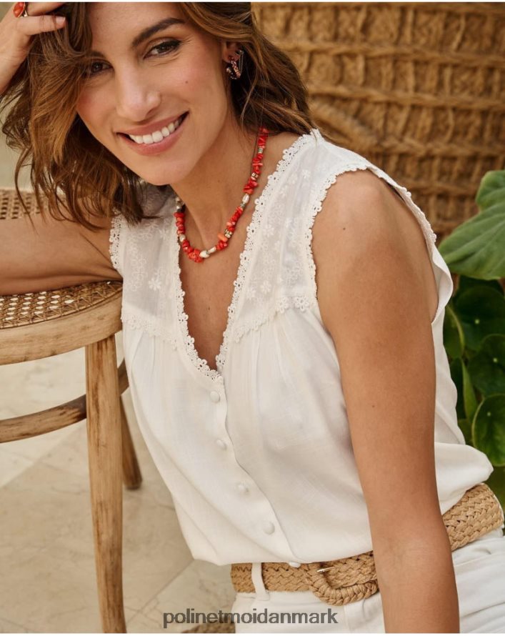 Josefina bluse i hør hvid tøj Polin et moi 28TJFF158