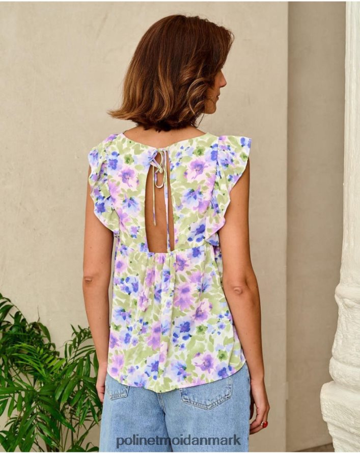 blomstret bluse heleonora æblegrøn/mynte tøj Polin et moi 28TJFF183