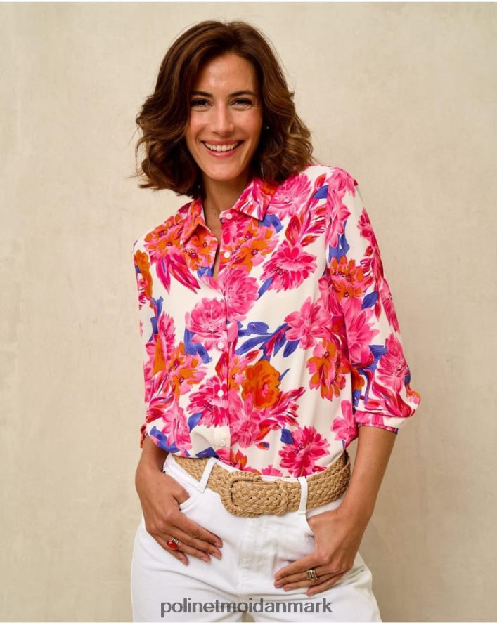 blomstret skjortecirkel hindbær tøj Polin et moi 28TJFF202