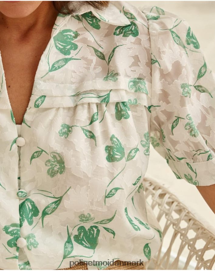 bluse blomster oli Smaragd grøn tøj Polin et moi 28TJFF161