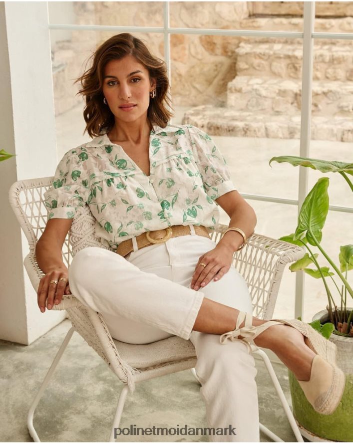 bluse blomster oli Smaragd grøn tøj Polin et moi 28TJFF161