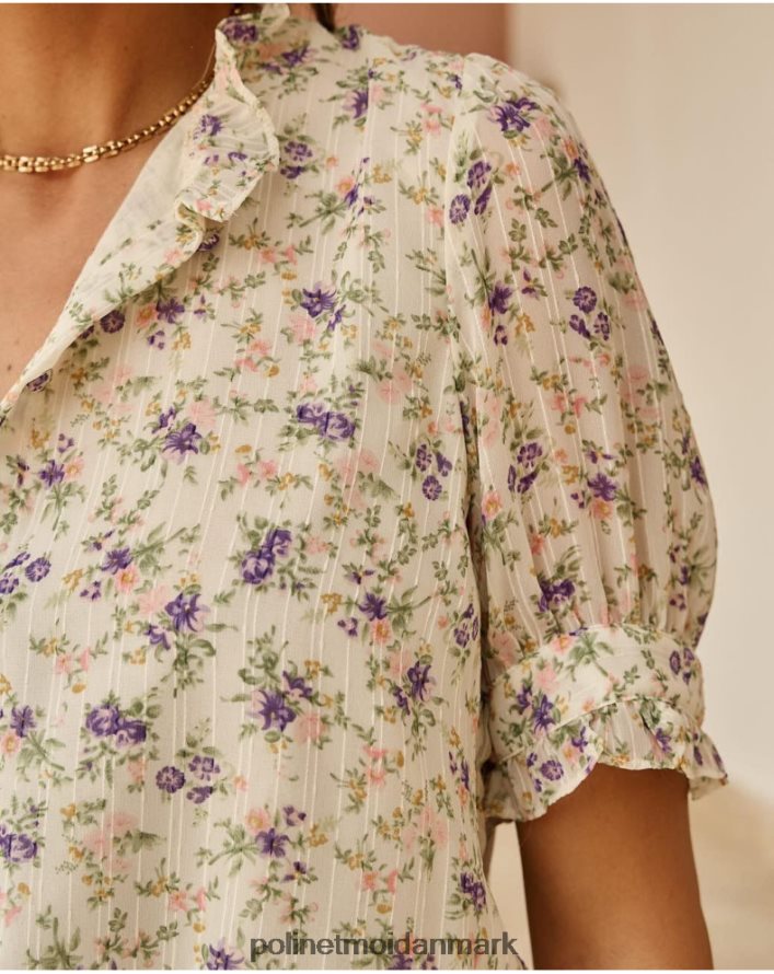 bluse blomster olim æblegrøn/mynte tøj Polin et moi 28TJFF190