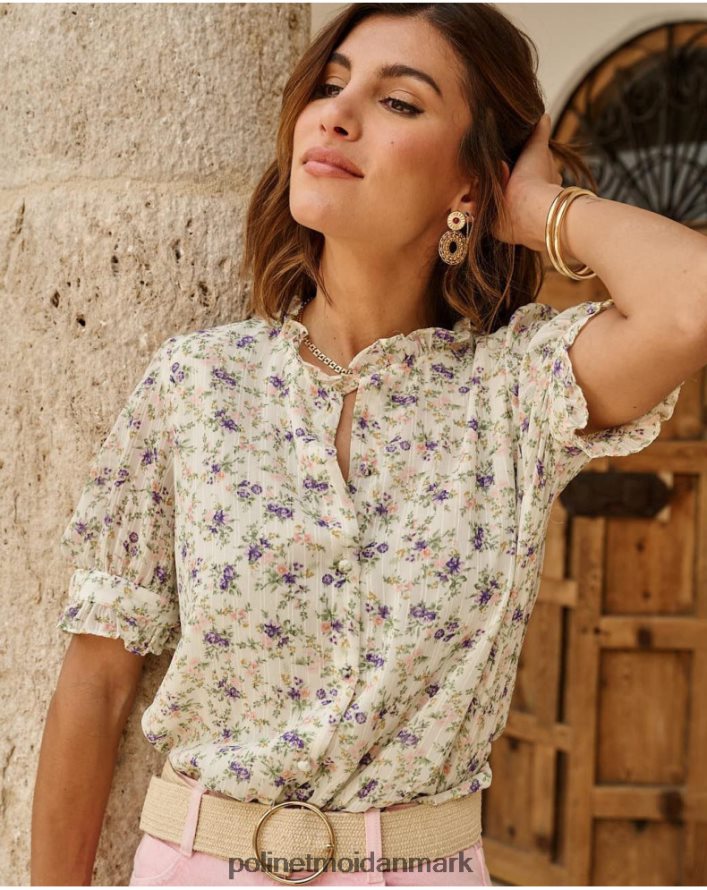 bluse blomster olim æblegrøn/mynte tøj Polin et moi 28TJFF190