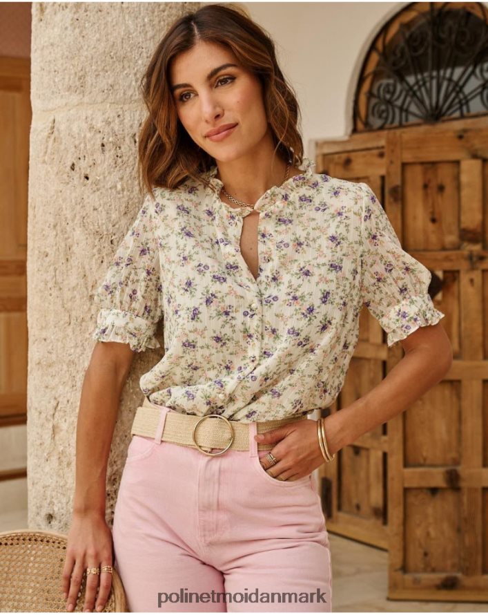 bluse blomster olim æblegrøn/mynte tøj Polin et moi 28TJFF190