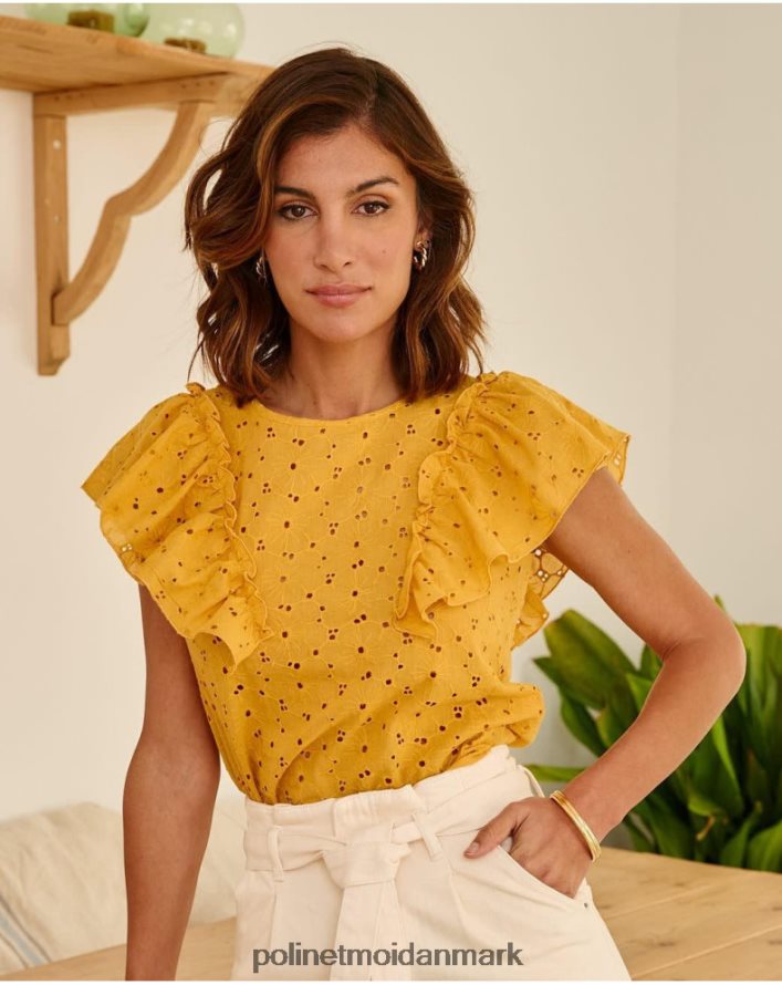 bluse flæsede clea okker tøj Polin et moi 28TJFF213