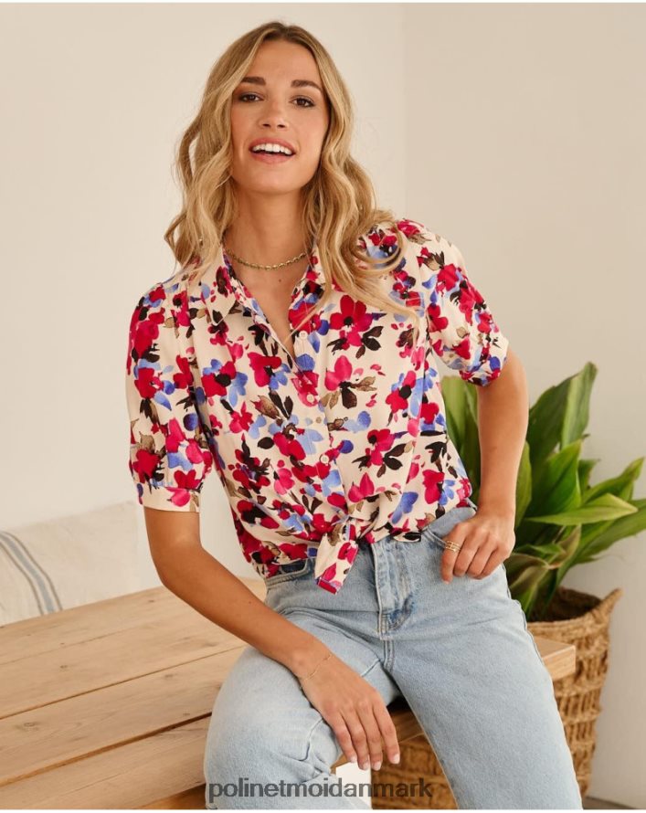 bluse flor tadea hindbær tøj Polin et moi 28TJFF182