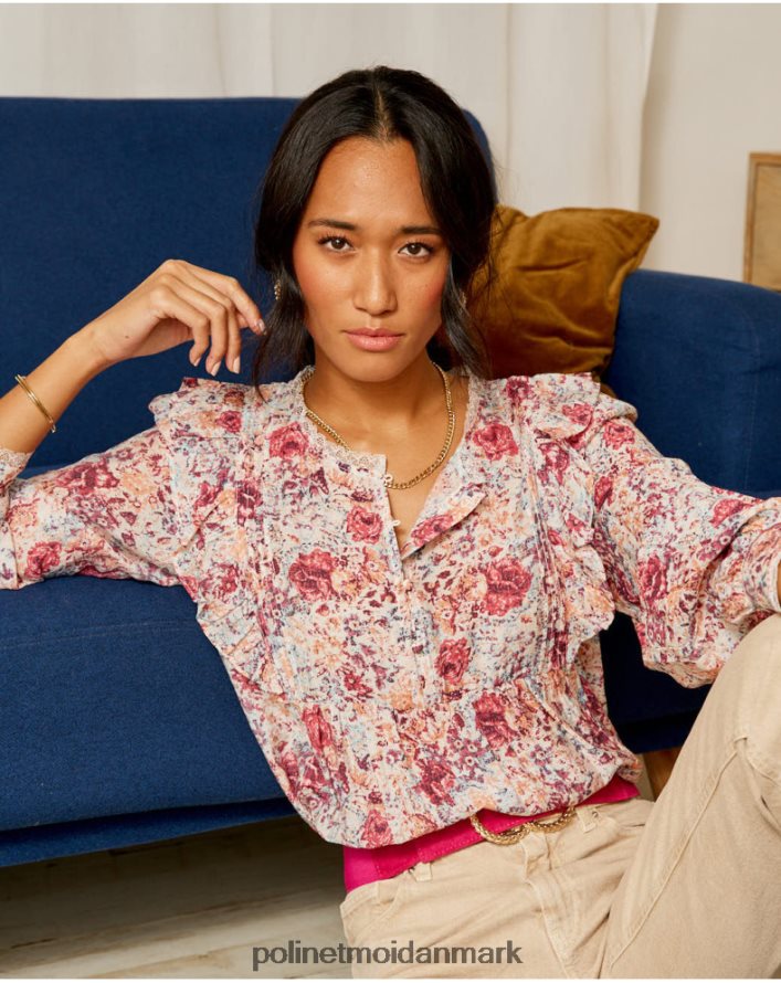 bluse flores isabela hindbær tøj Polin et moi 28TJFF233