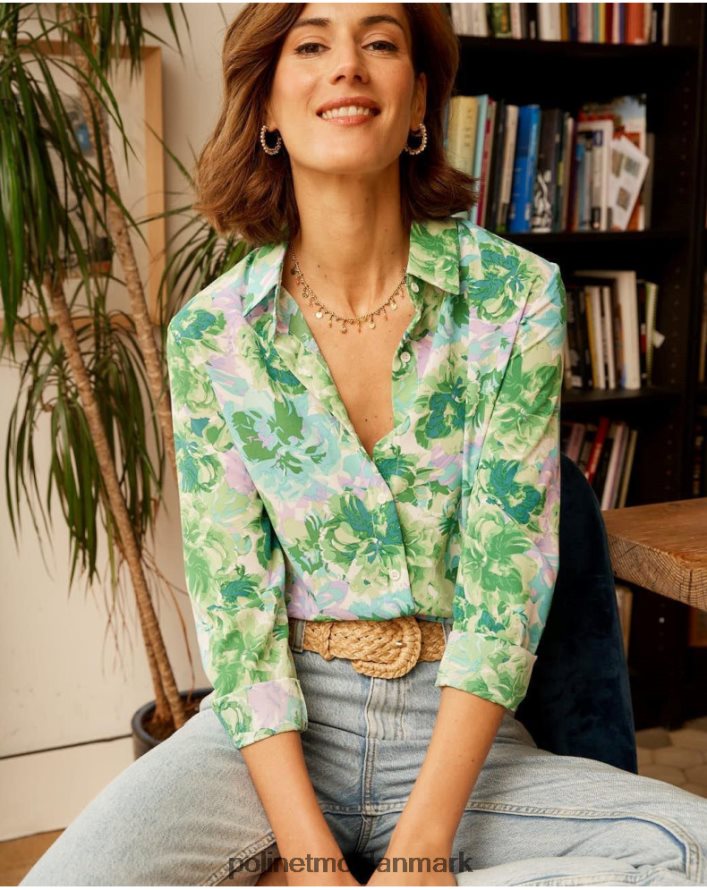bruna skjorte med tryk æblegrøn/mynte tøj Polin et moi 28TJFF159