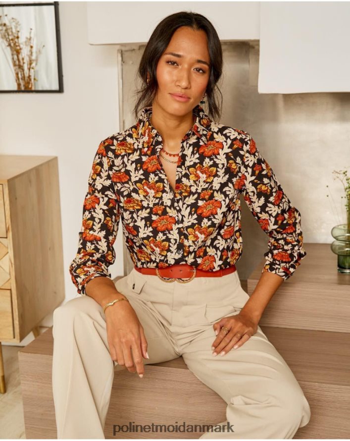 cira blomstret skjorte sort tøj Polin et moi 28TJFF226