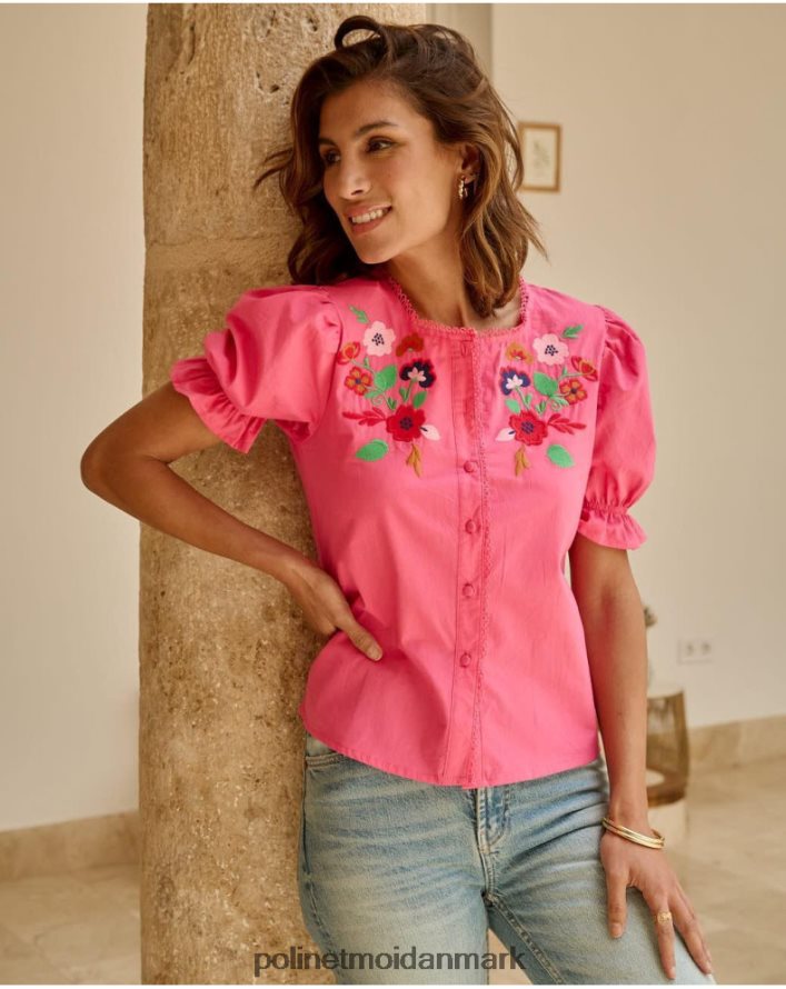tamira broderet bluse fuchsia tøj Polin et moi 28TJFF198