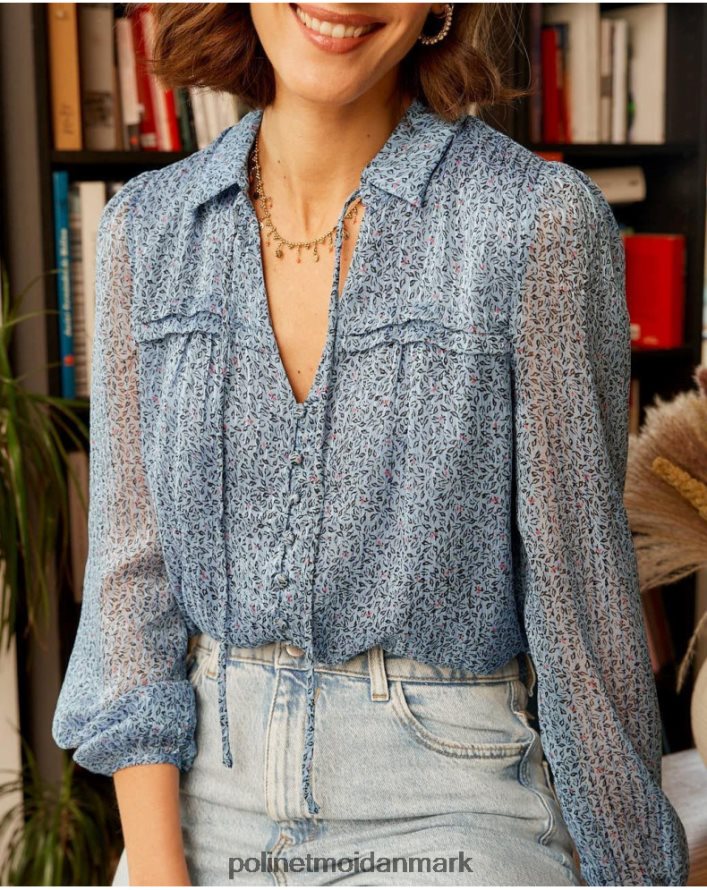 xia bluse knapper klein blå tøj Polin et moi 28TJFF217