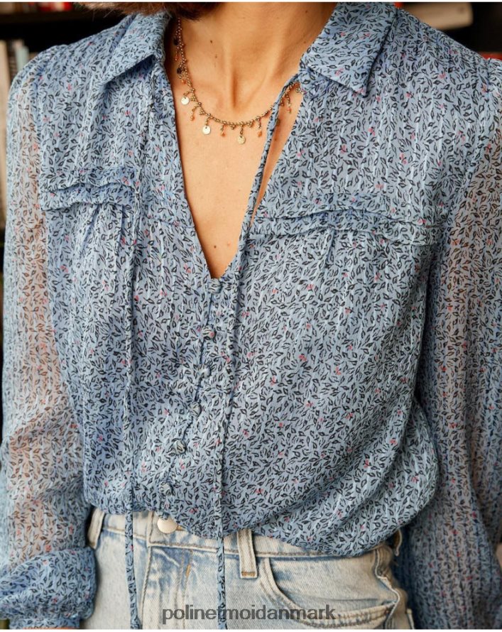 xia bluse knapper klein blå tøj Polin et moi 28TJFF217