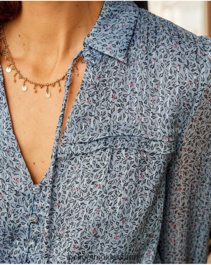 xia bluse knapper klein blå tøj Polin et moi 28TJFF217