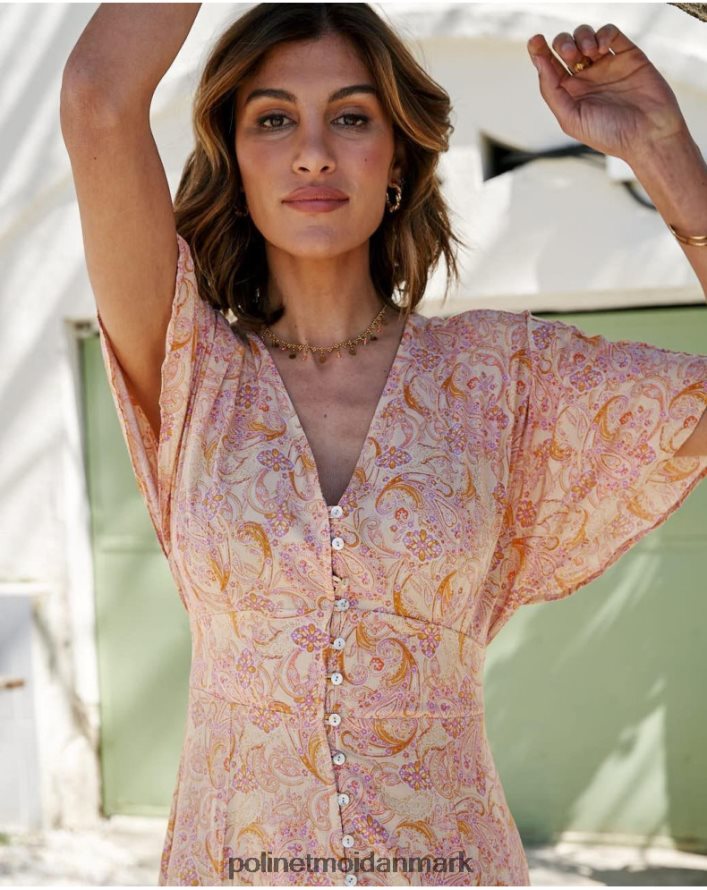 agustina kjole med knapper okker tøj Polin et moi 28TJFF110