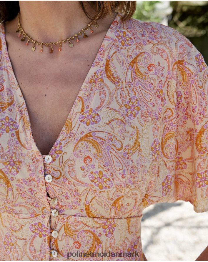 agustina kjole med knapper okker tøj Polin et moi 28TJFF110