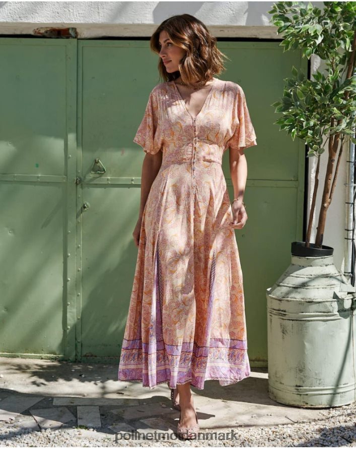 agustina kjole med knapper okker tøj Polin et moi 28TJFF110