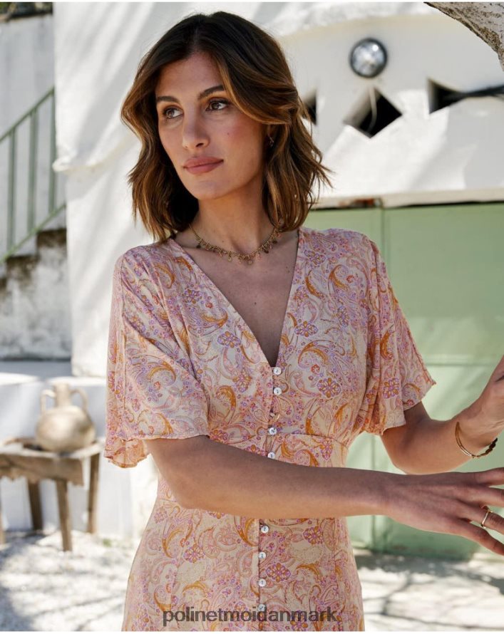 agustina kjole med knapper okker tøj Polin et moi 28TJFF110