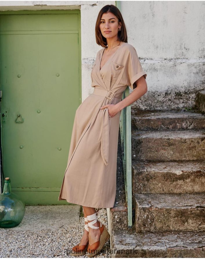 dixie cross-over kjole beige tøj Polin et moi 28TJFF109