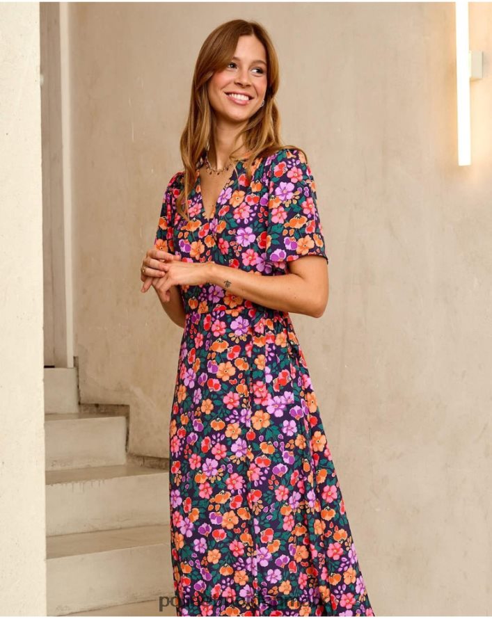 gilda lang kjole marine tøj Polin et moi 28TJFF130