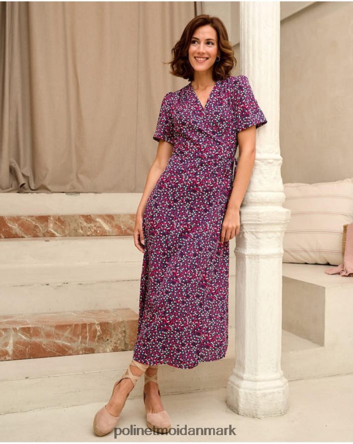 koral cross-over kjole marine tøj Polin et moi 28TJFF75