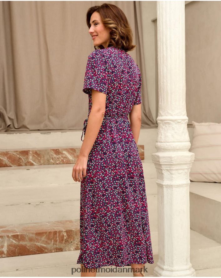 koral cross-over kjole marine tøj Polin et moi 28TJFF75