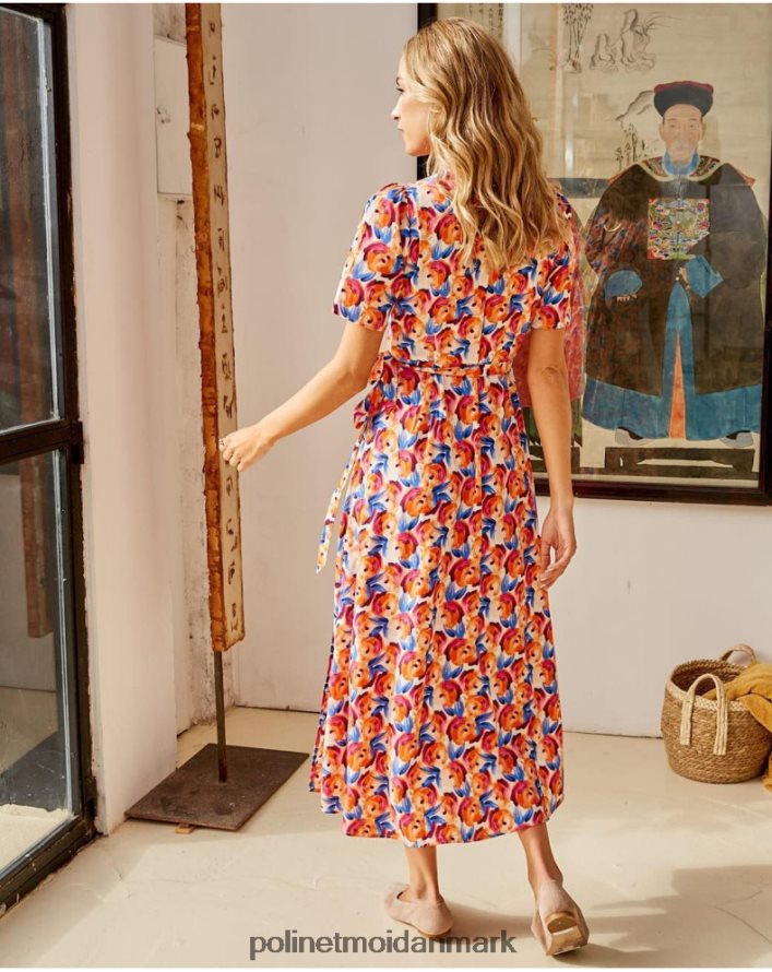 midikjole blomster hannah orange tøj Polin et moi 28TJFF95