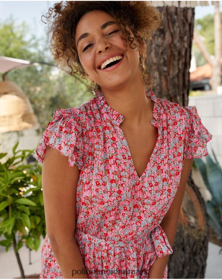 saray blomstret kjole fuchsia tøj Polin et moi 28TJFF20