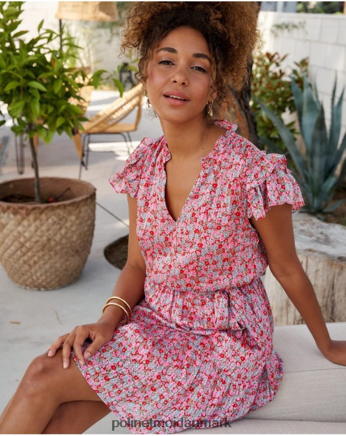 saray blomstret kjole fuchsia tøj Polin et moi 28TJFF20