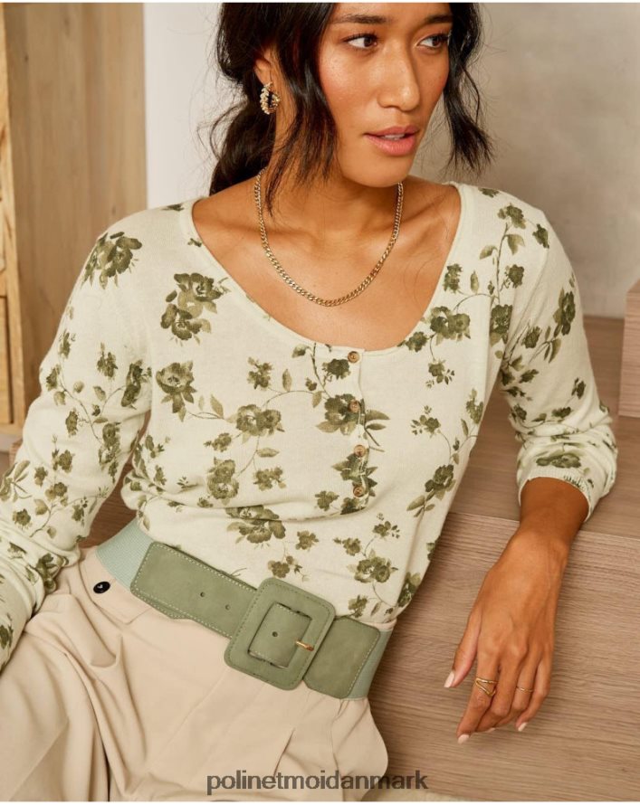 sweater blomster etna kaki tøj Polin et moi 28TJFF349