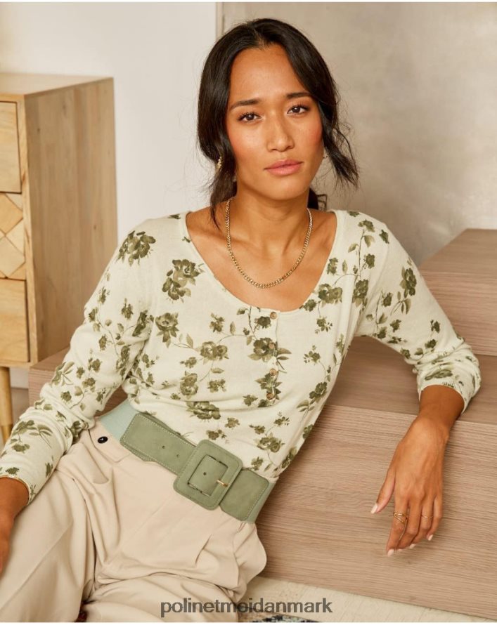 sweater blomster etna kaki tøj Polin et moi 28TJFF349