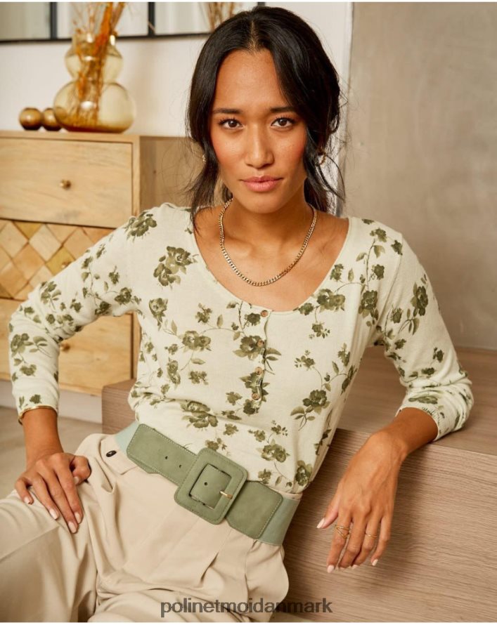 sweater blomster etna kaki tøj Polin et moi 28TJFF349