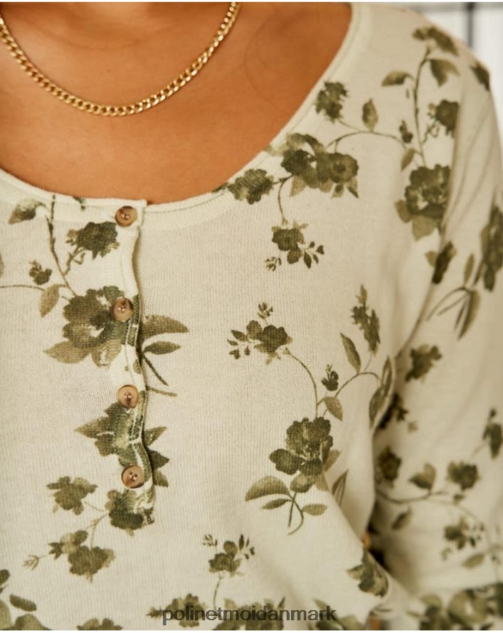 sweater blomster etna kaki tøj Polin et moi 28TJFF349