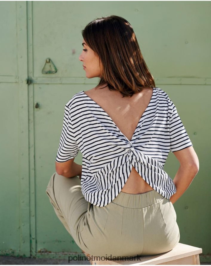 paty striber t-shirt marine tøj Polin et moi 28TJFF259