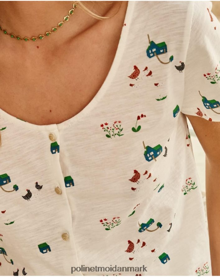t-shirt knapper hvid tøj Polin et moi 28TJFF267