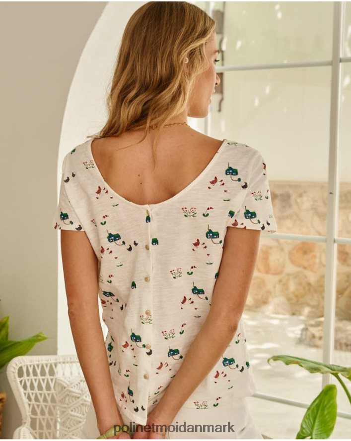 t-shirt knapper hvid tøj Polin et moi 28TJFF267