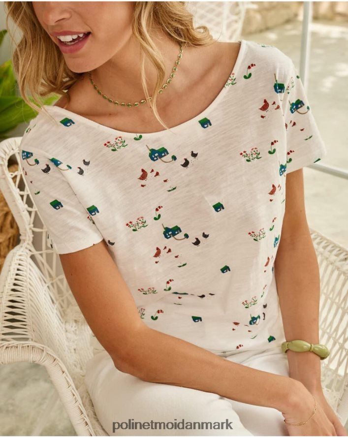 t-shirt knapper hvid tøj Polin et moi 28TJFF267