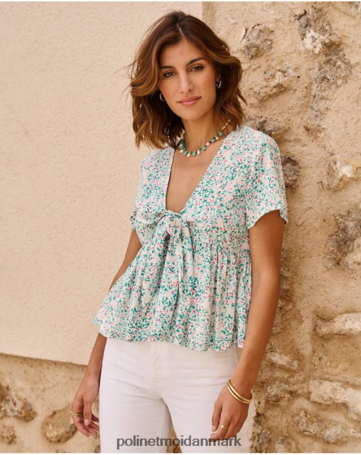 top sløjfe esmeralda turkis tøj Polin et moi 28TJFF241
