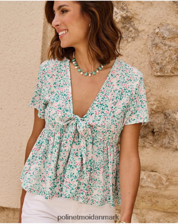 top sløjfe esmeralda turkis tøj Polin et moi 28TJFF241
