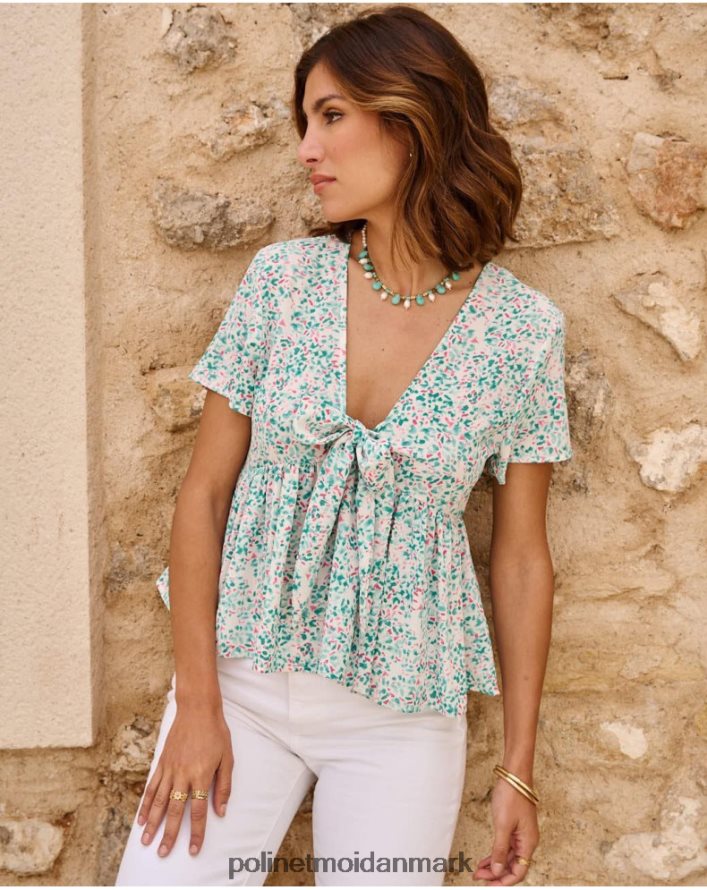 top sløjfe esmeralda turkis tøj Polin et moi 28TJFF241