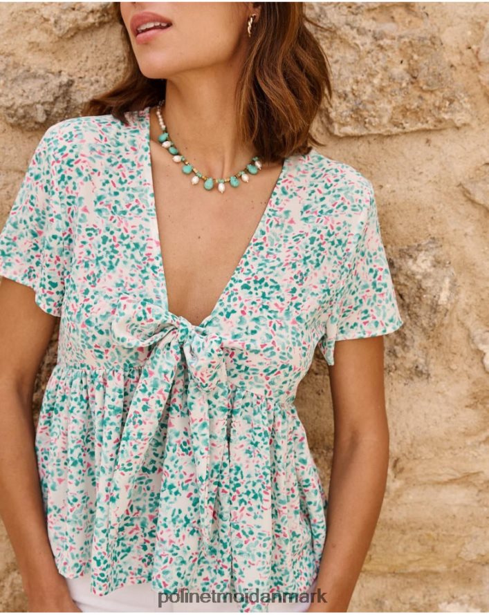 top sløjfe esmeralda turkis tøj Polin et moi 28TJFF241